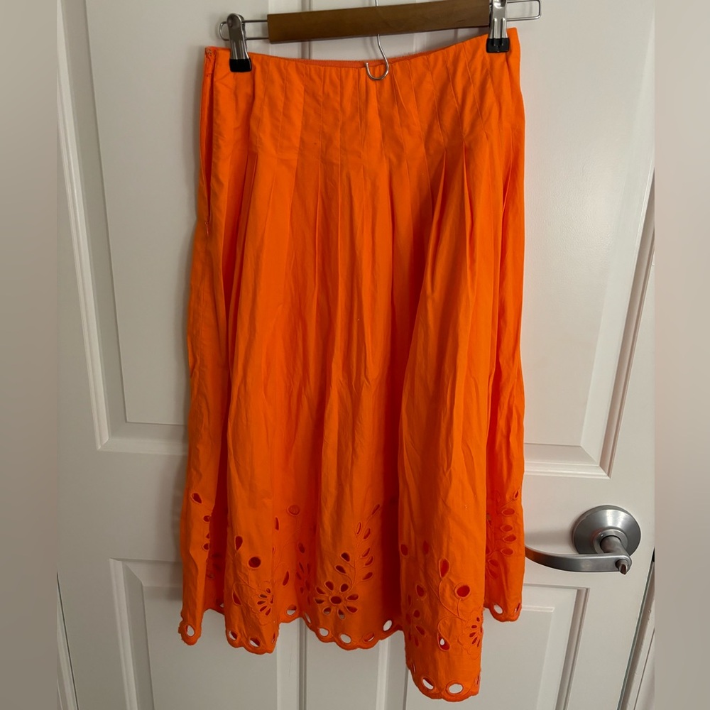 JCrew midi orange skirt size 0
